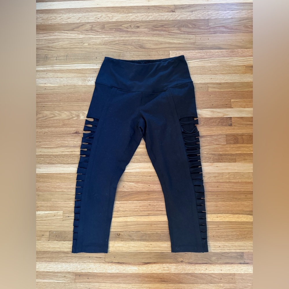 Cropped Black Zella Leggings w/ cuts on sides